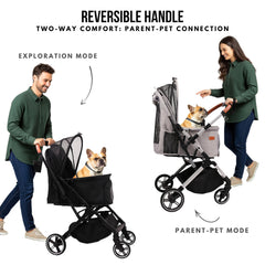Interior espacioso Bicystar para dos perros pequeños o un perro mediano.