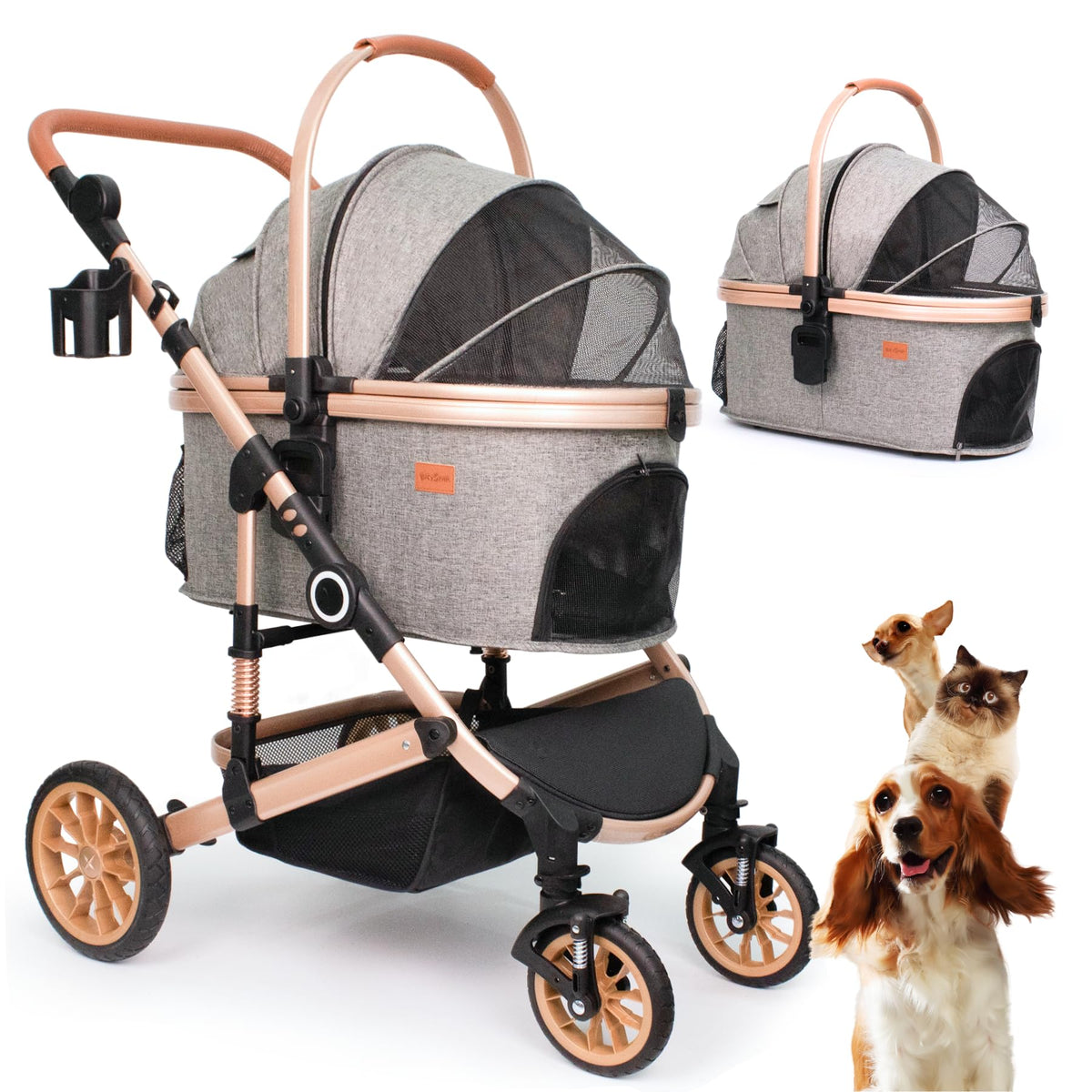 Bicystar paseador para mascotas con ruedas de caucho, rodaje suave en exteriores