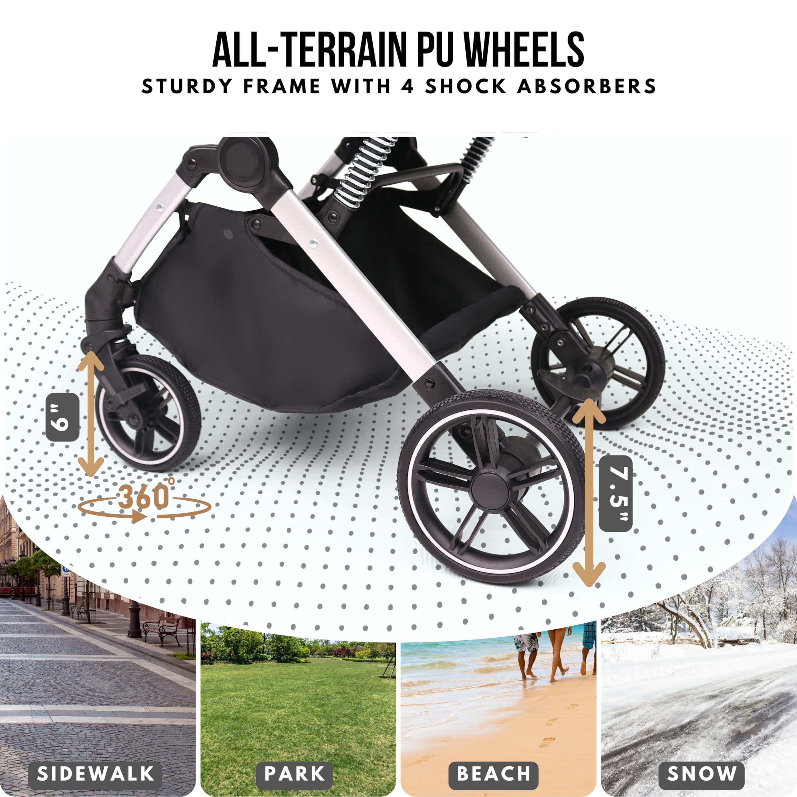 Ruedas todo terreno Bicystar para paseos suaves en aceras, césped y grava.