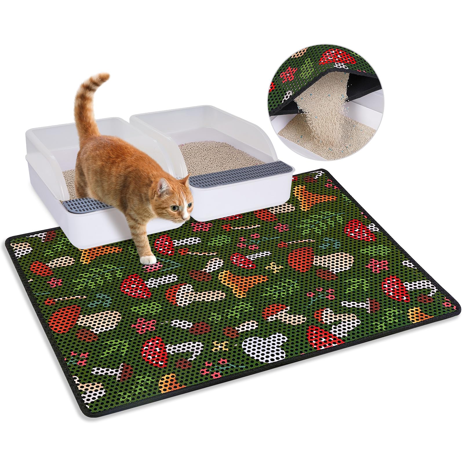 Bienbee alfombrilla para arena de gato con doble capa y menos rastreo.