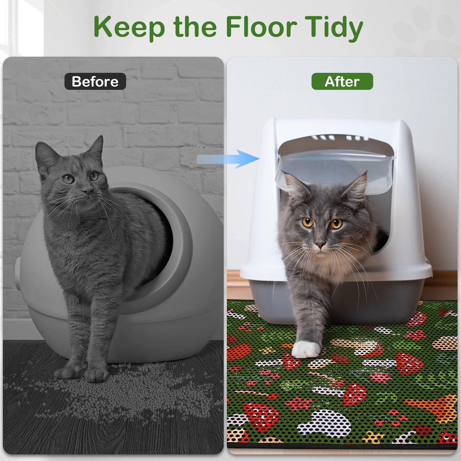Bienbee alfombrilla para gato con trampa de arena, mantiene el área limpia.
