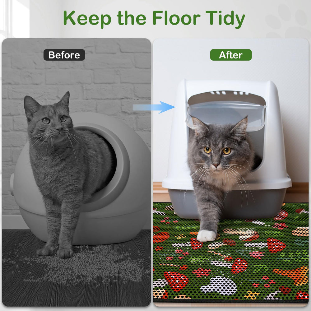 Bienbee alfombrilla para gato con trampa de arena, mantiene el área limpia.