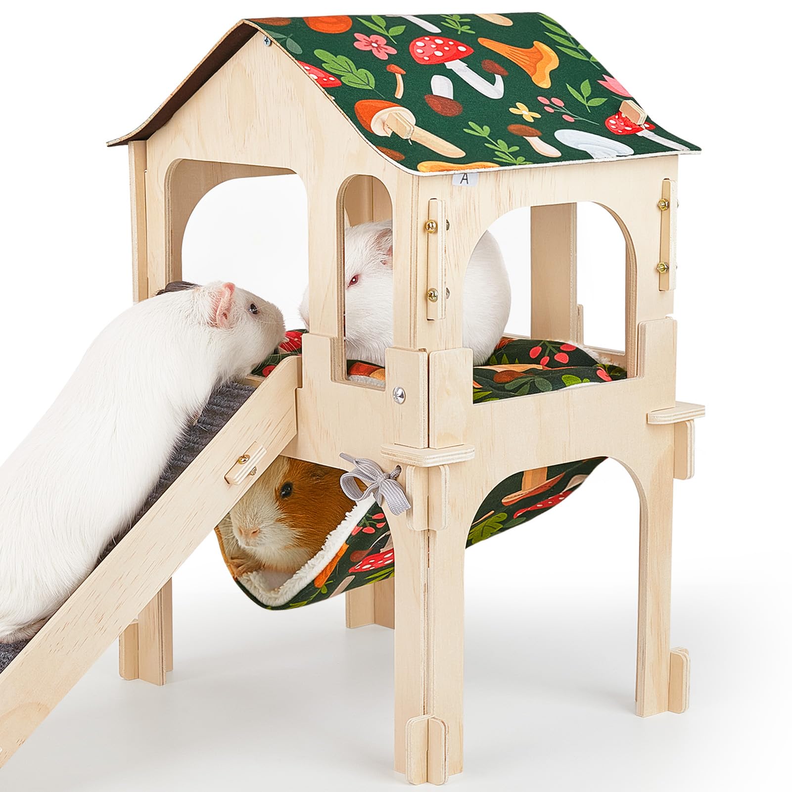 Bienbee castillo doble nivel visto de frente, ideal para esconderse y jugar.