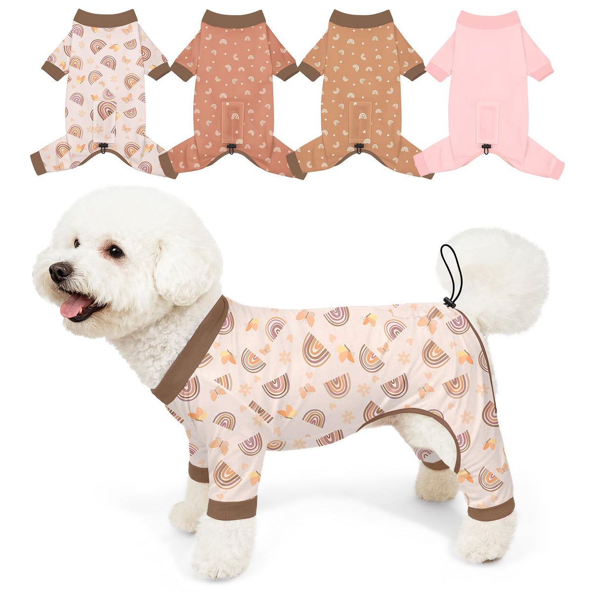 Bienbee pijamas para perros con patrón arcoíris, suaves y cómodos para dormir.