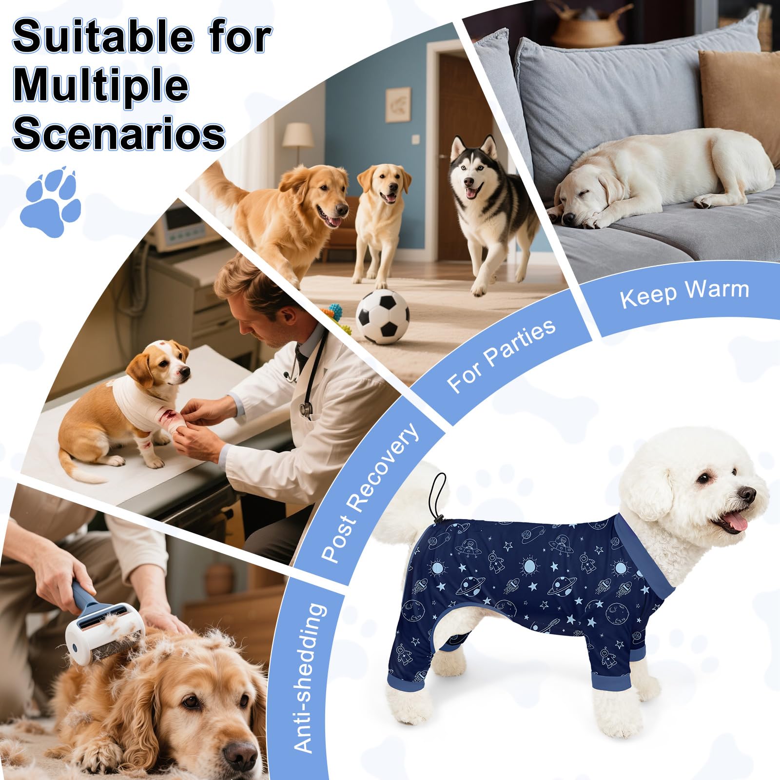 Bienbee pijamas para perro, diseño para colocar por la cabeza, fácil de usar.