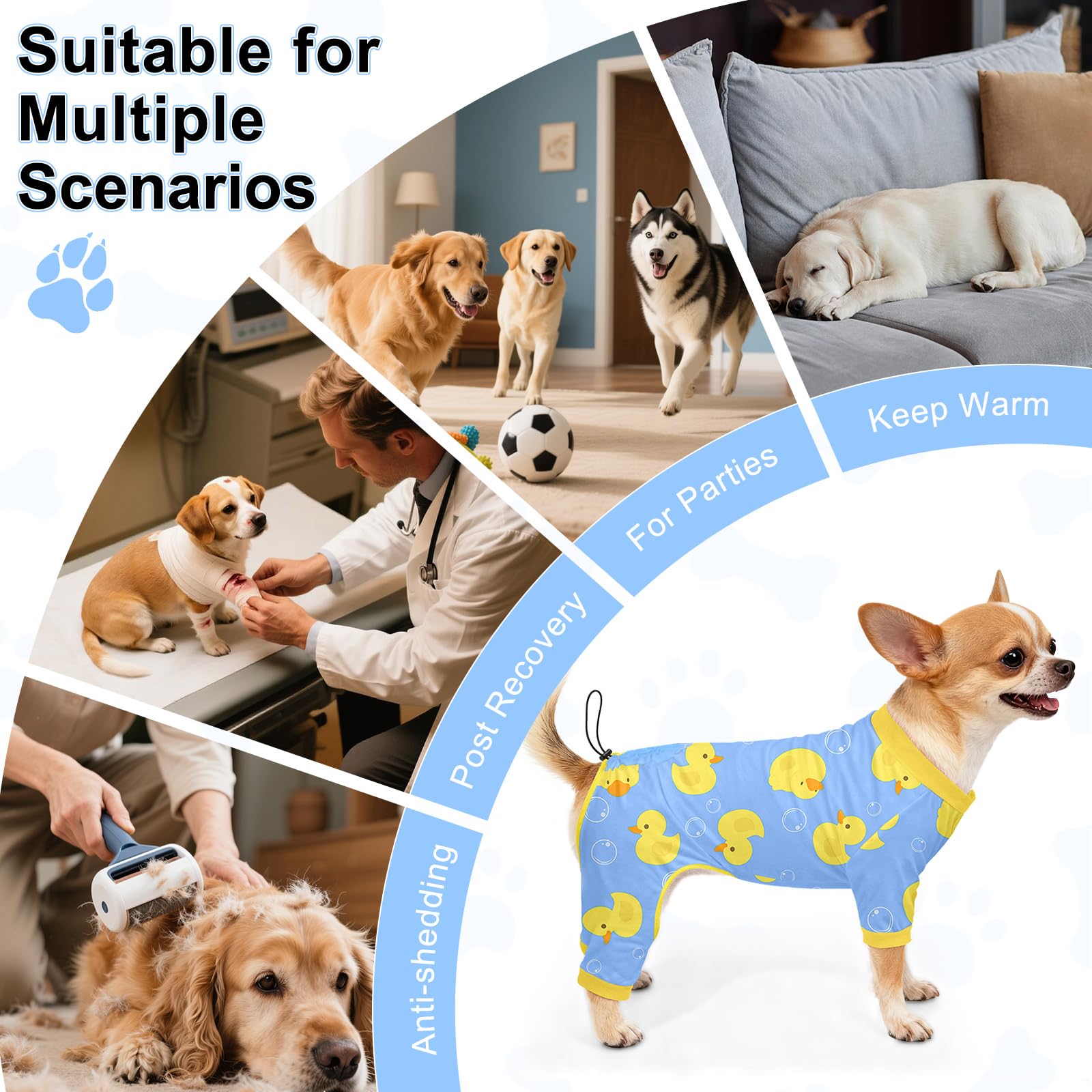 Bienbee pijamas para perros, diseño con cordón ajuste en espalda.