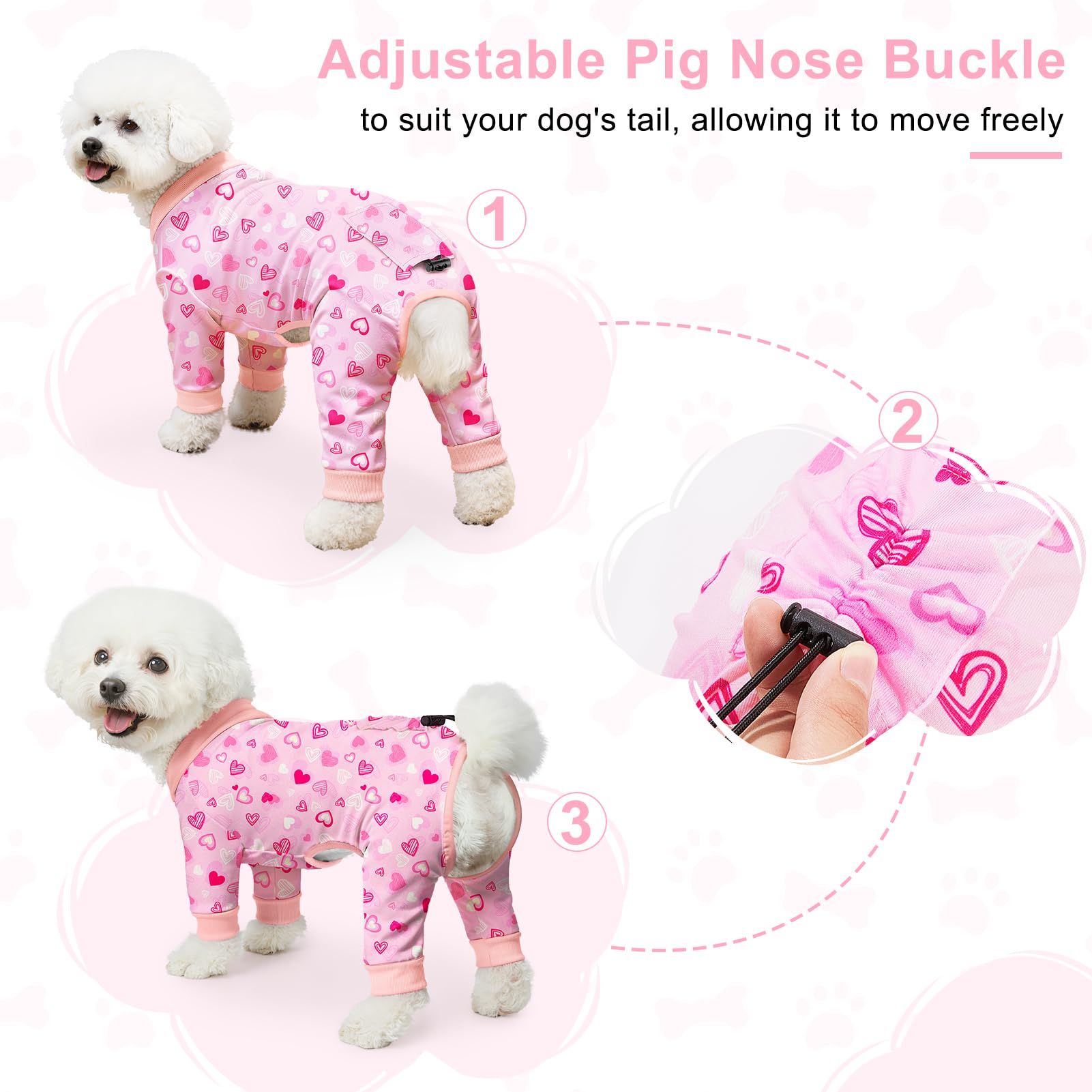 Bienbee pijamas para perros con lazo, ajuste cómodo y fácil de poner.