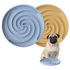 Bifeaw plato lento para perros, azul y amarillo, fomenta comer despacio.
