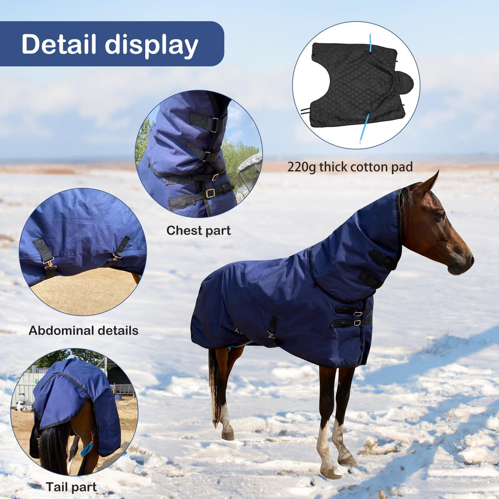 La manta BIGANTTOW para caballos muestra relleno de 220 g para calor moderado en climas fríos.
