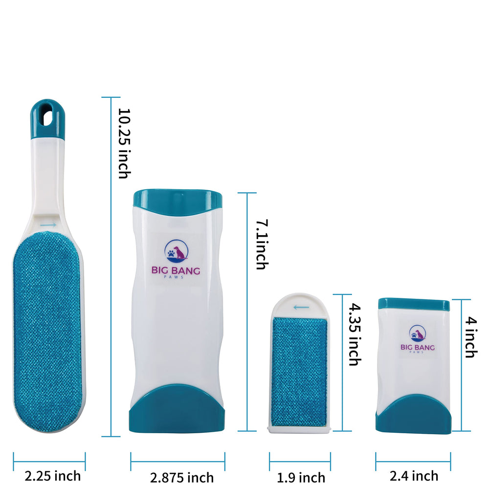Contenido del conjunto Big Bang Paws: cepillo estándar, base y viaje