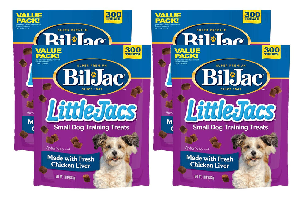 Bil-Jac Little Jacs: paquete de 4 golosinas de pollo hígado para perros pequeños.