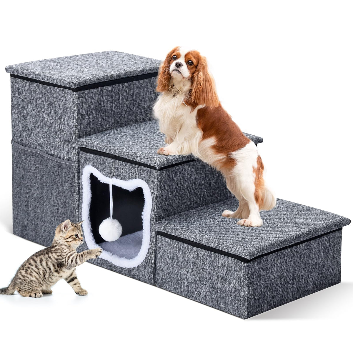 Bilibara escalera para perro 3 pasos: sube al sofá con seguridad.
