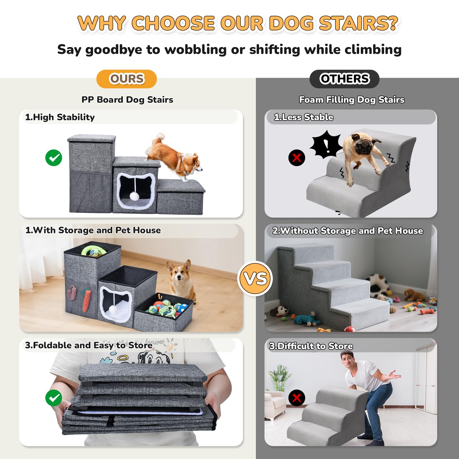 Bilibara escalera plegable para perros: almacenamiento compacto para casa.