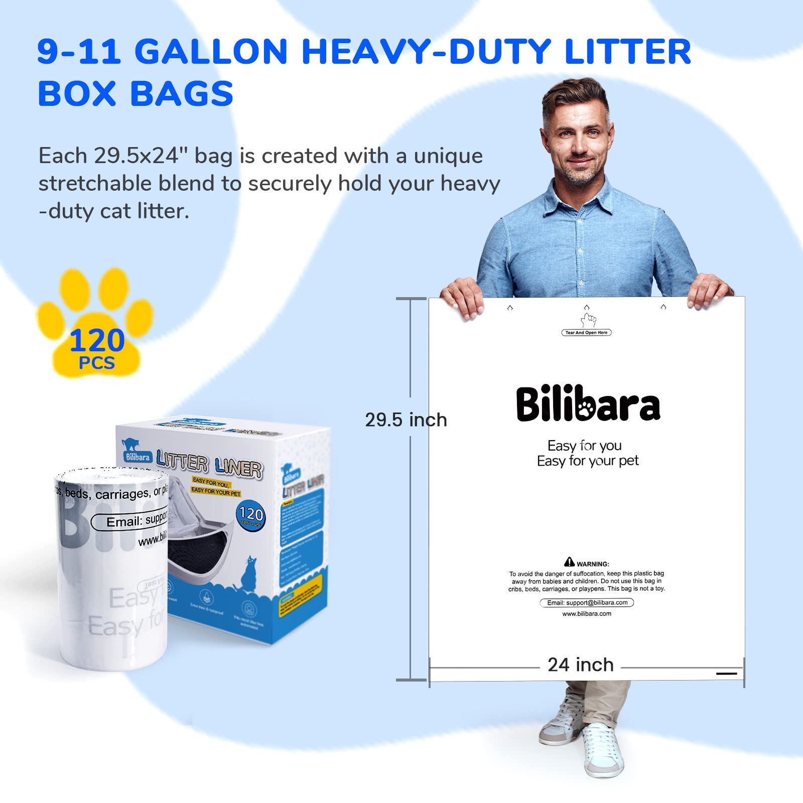 Bilibara medida 24x29-5pulgadas, aptas para 9-11 galones.