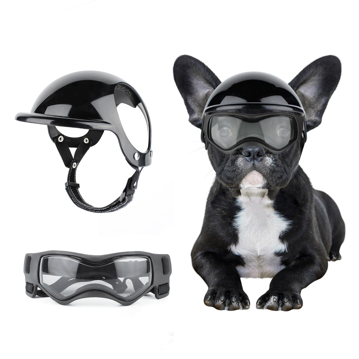 BillionChains casco-gafas para perros pequeños: protección ocular y craneal para paseos al aire libre