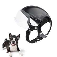 Casco para perros Billionchains con visor desplegable para visión amplia en paseos en coche.