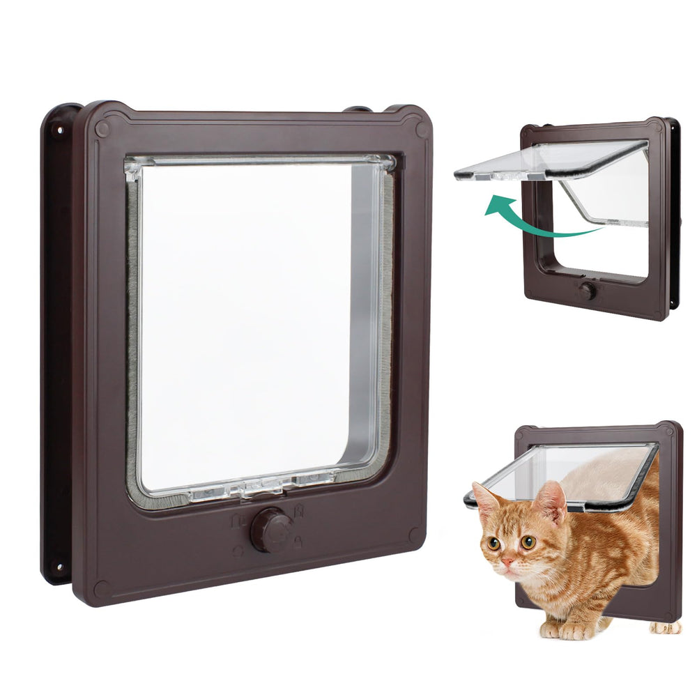 Puerta para gato BillionChains marrón, ideal para puertas interiores y exteriores.