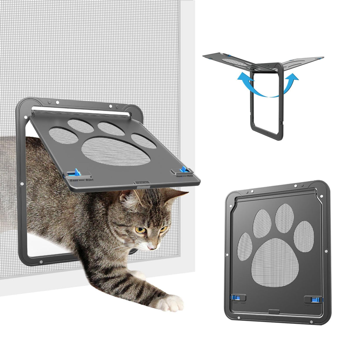 Billionchains: puerta de pantalla para gatos con cierre magnético facilita la libertad del felino.