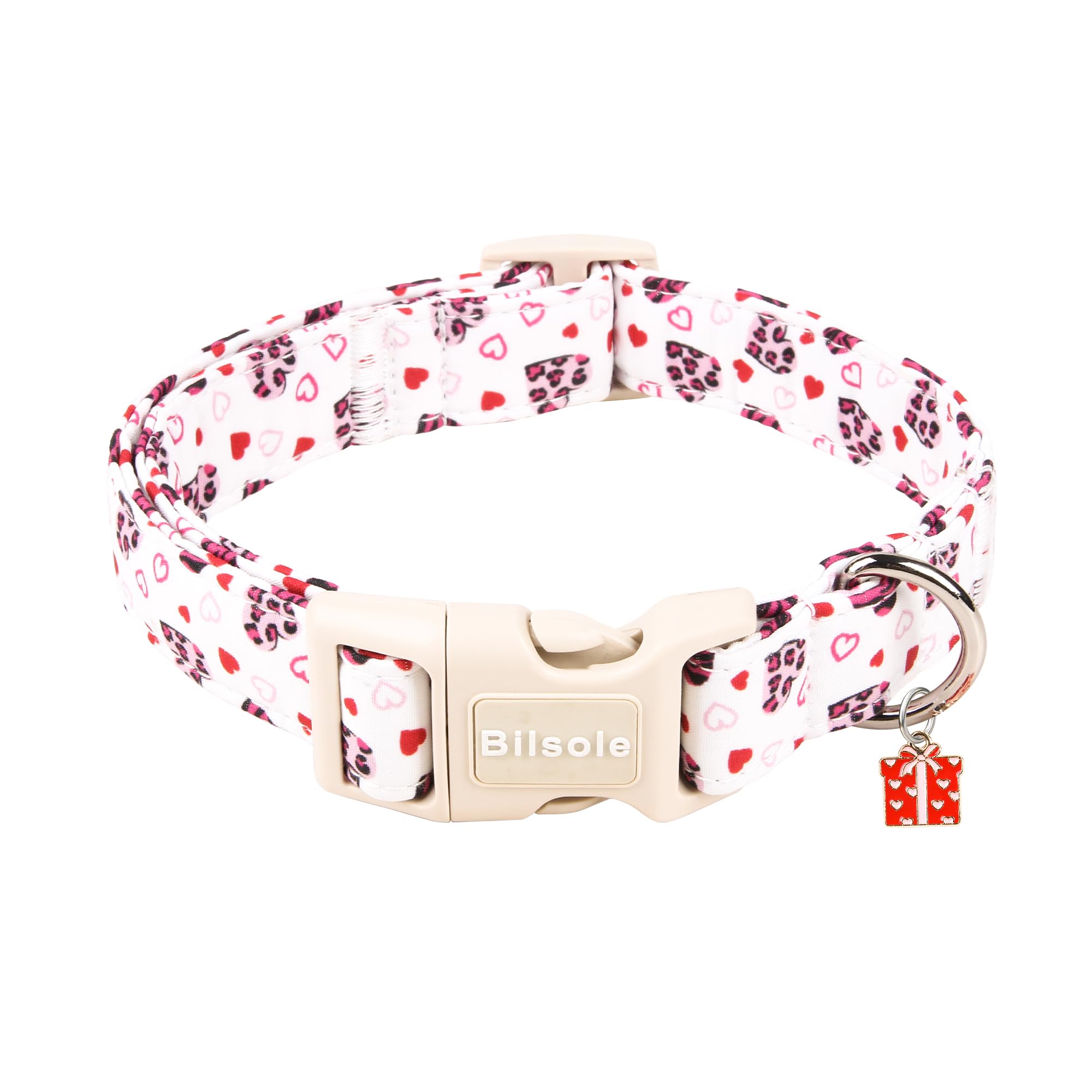 Bilsole collar con corazón estampado para perros, ideal para fotos y paseos.