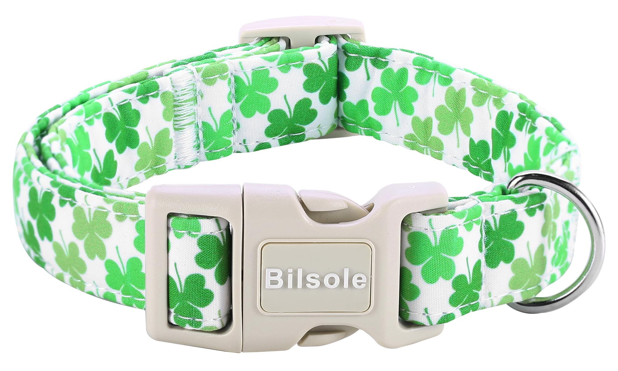 Bilsole collar para perro con trébol verde degradado, cómodo y ajustable para paseos festivos