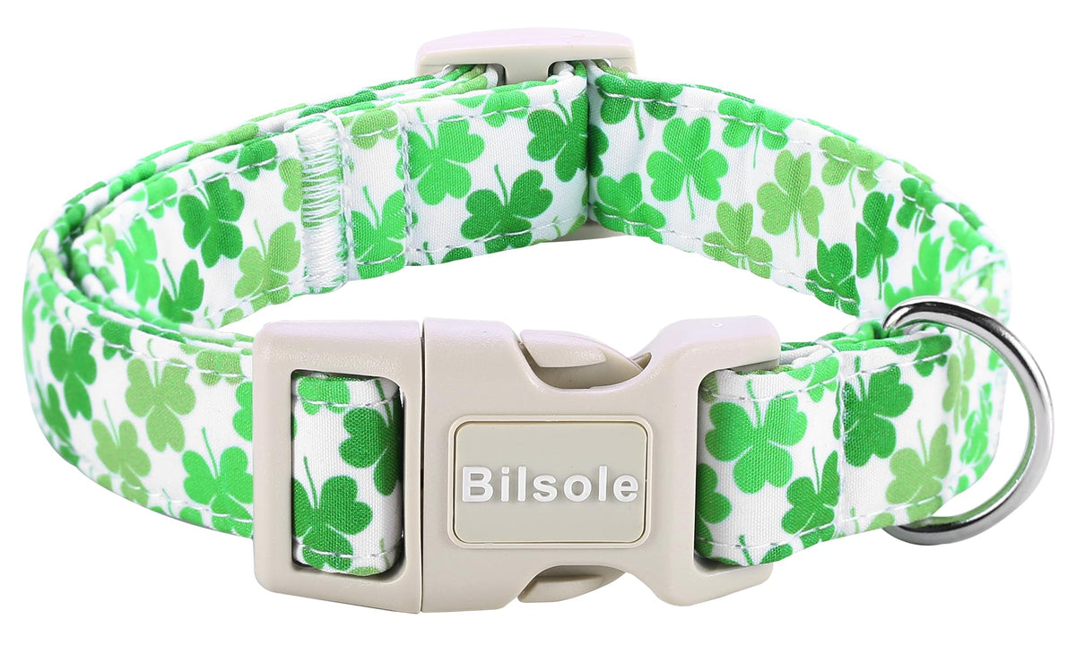Bilsole collar para perro con trébol verde degradado, cómodo y ajustable para paseos festivos