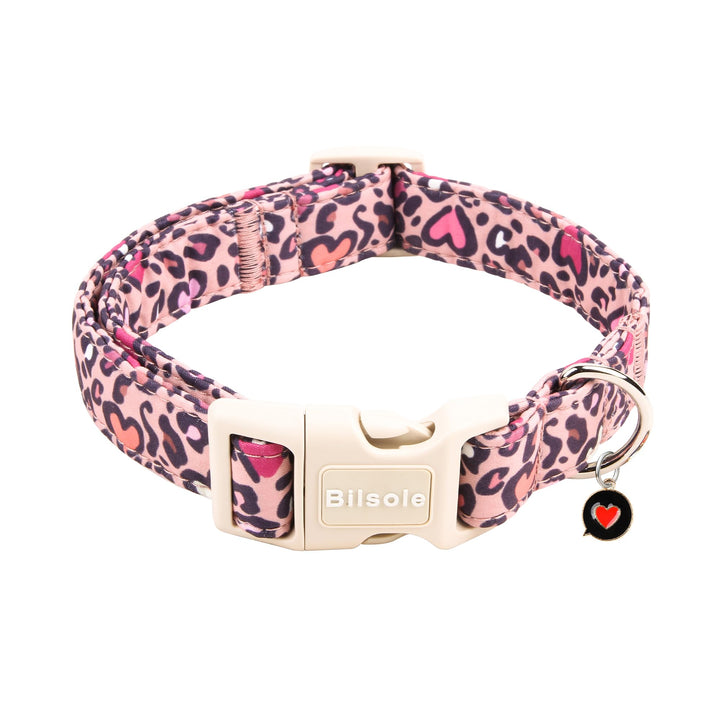 Collar Bilsole con corazón impreso para perros, ideal para fotos.