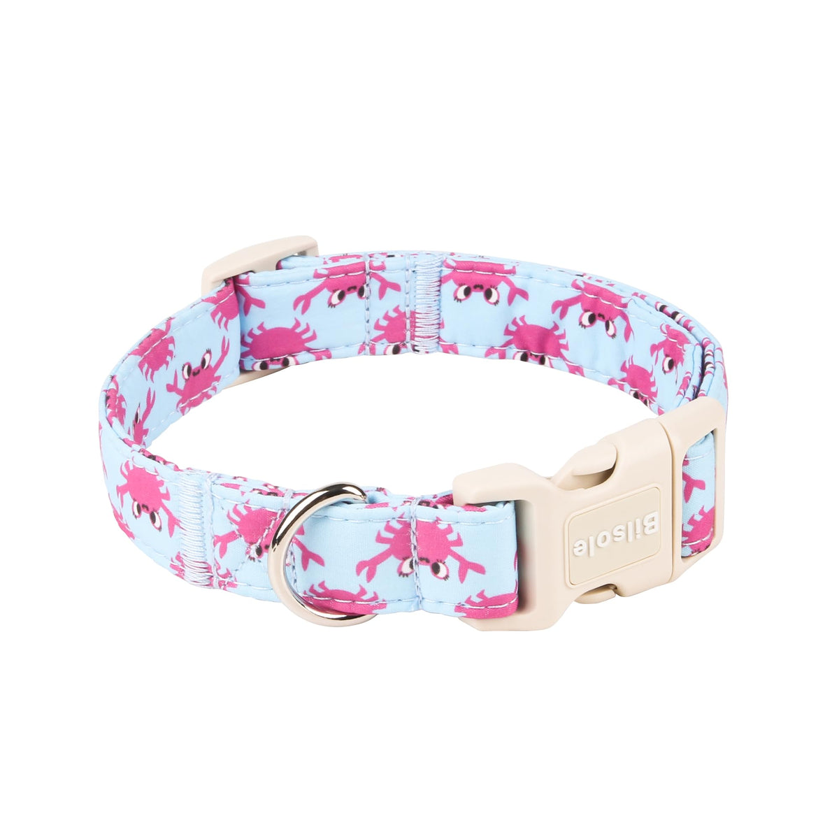 Collar Bilsole verano cangrejo: detalle de algodón suave y transpirable para perros.