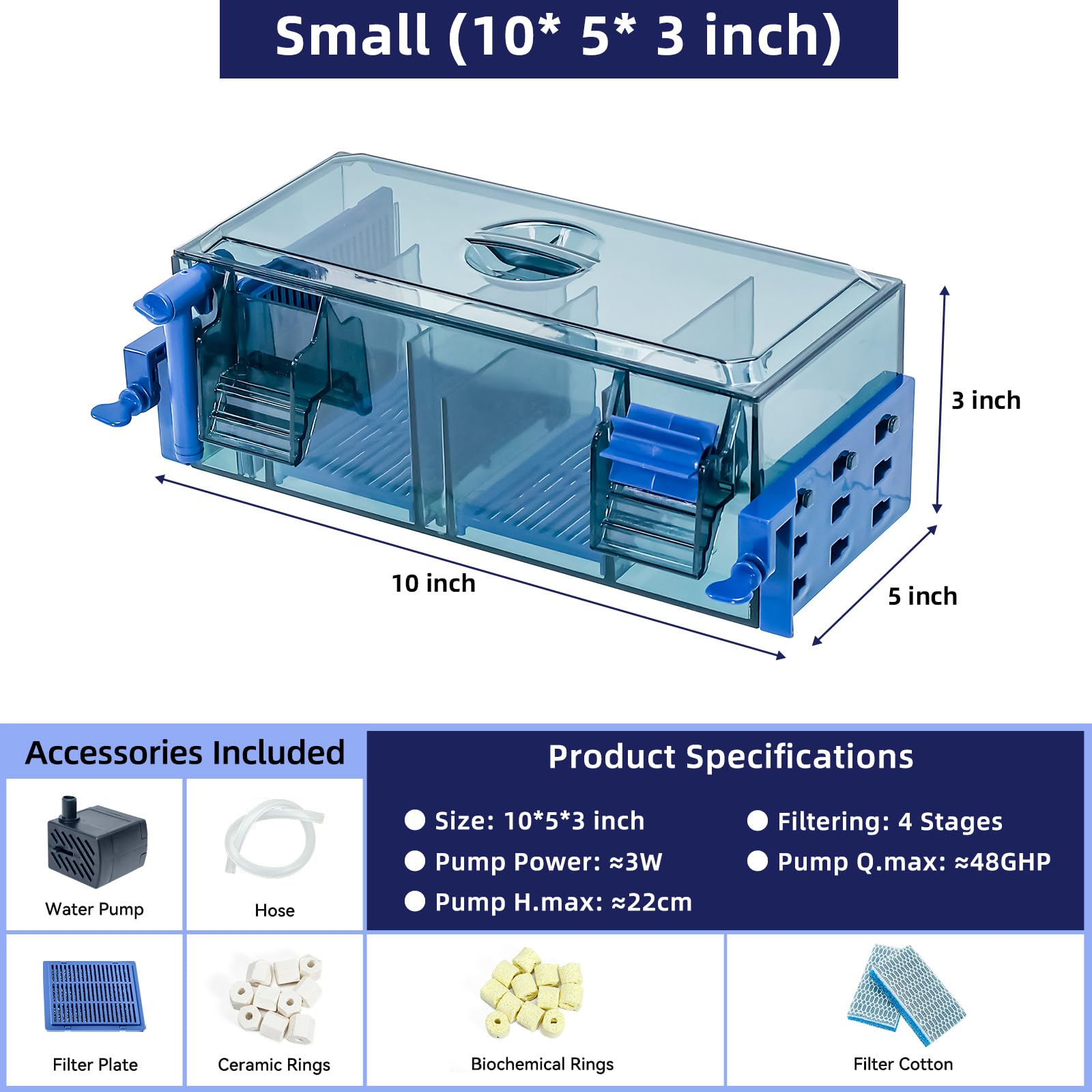 BINANO filtro acuario silencioso con motor ultra suave para dormitorios.
