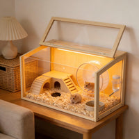 Bingopaw jaula hamster madera dimensiones: amplio espacio para jugar y descansar.