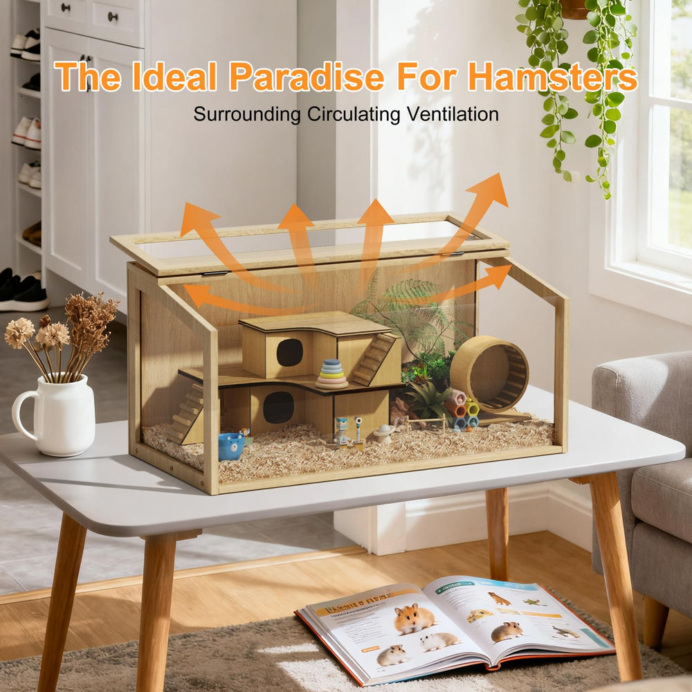 Bingopaw jaula hamster madera FSC certificada opción sostenible para tu mascota.