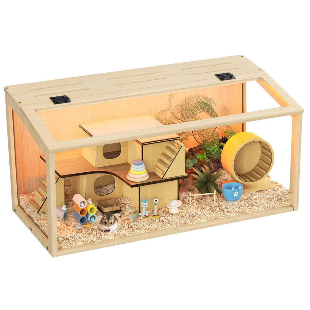 Bingopaw jaula hamster madera uso diario en casa ideal para roedores pequeños.