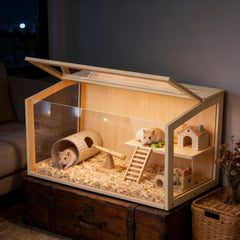 Bingopaw jaula hamster madera ventilacion lateral y posterior mejora la circulación del aire.