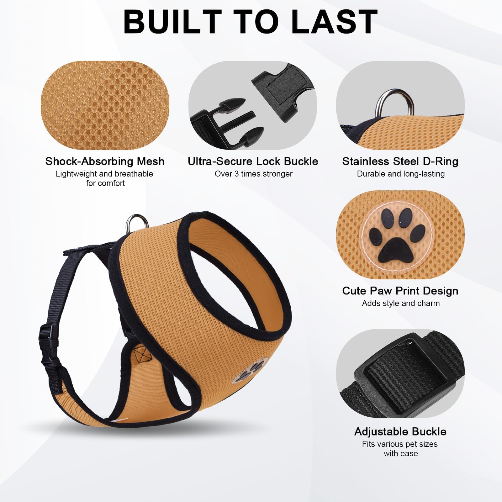Ajuste ergonómico de correas BINGPET para un ajuste cómodo y seguro.