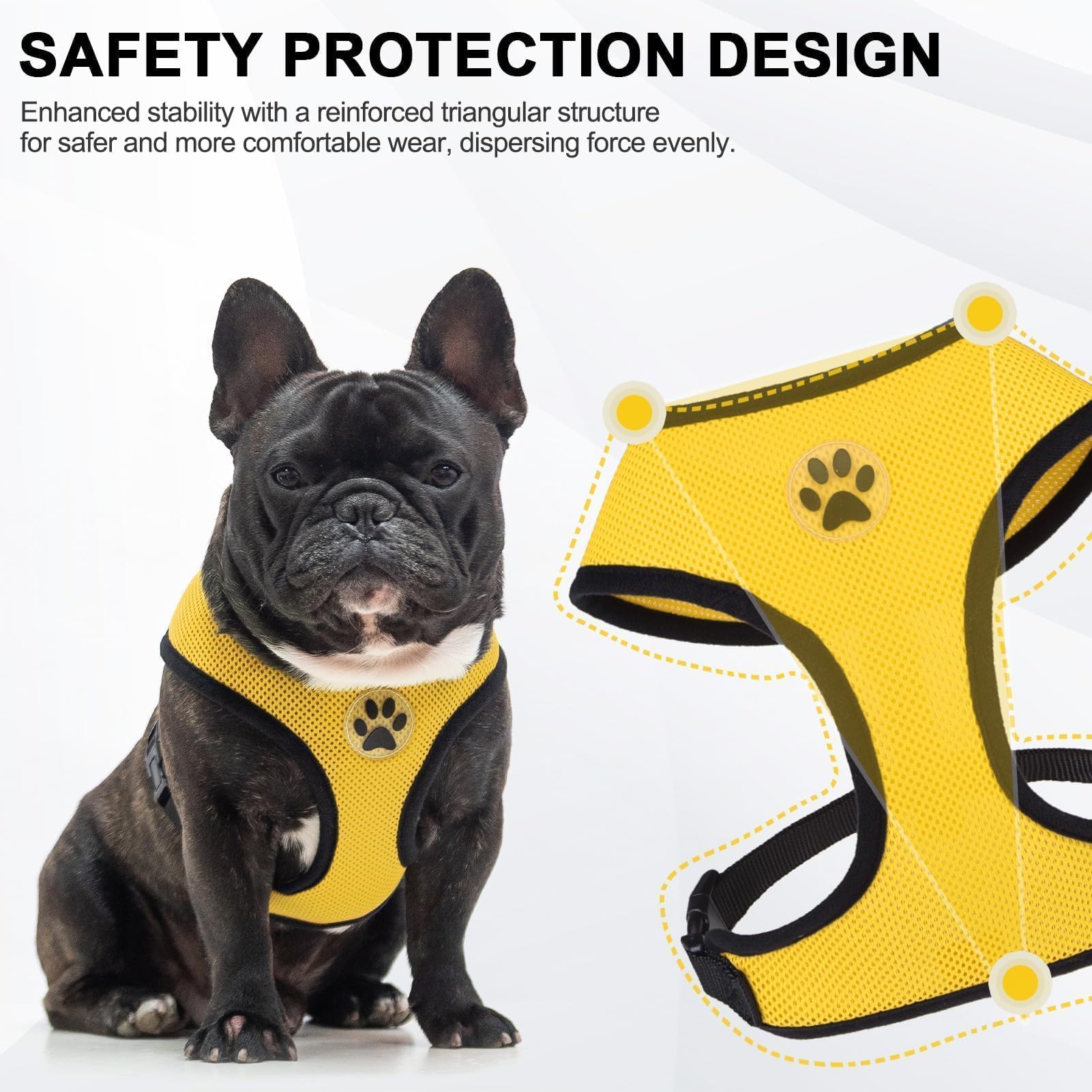 BINGPET diseño de seguridad triangular, distribución de fuerza para mayor confort.