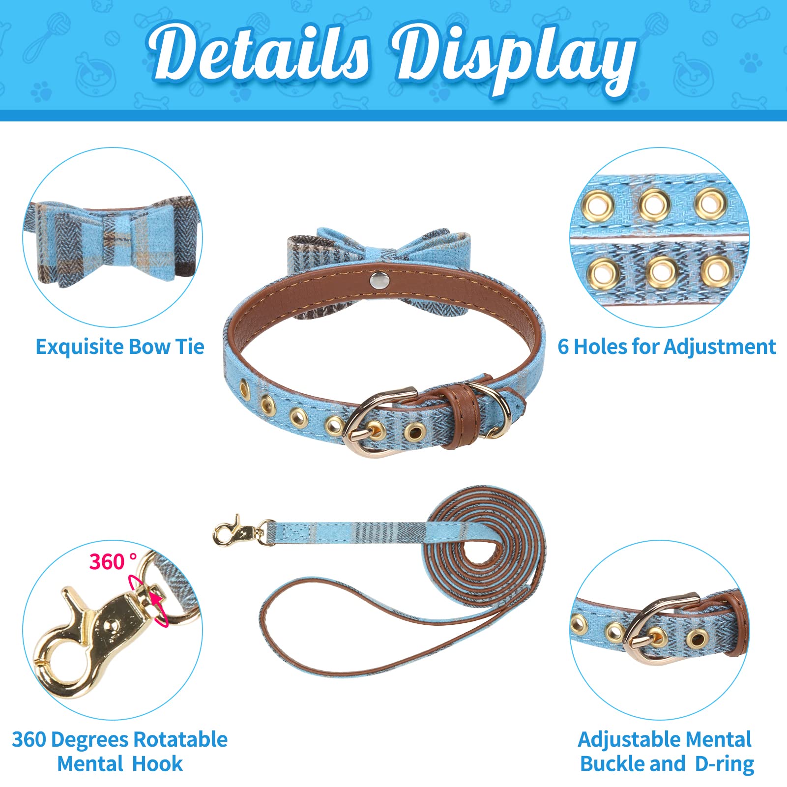 BINGPET collar-bandana en cuadros para uso diario y ocasiones especiales.