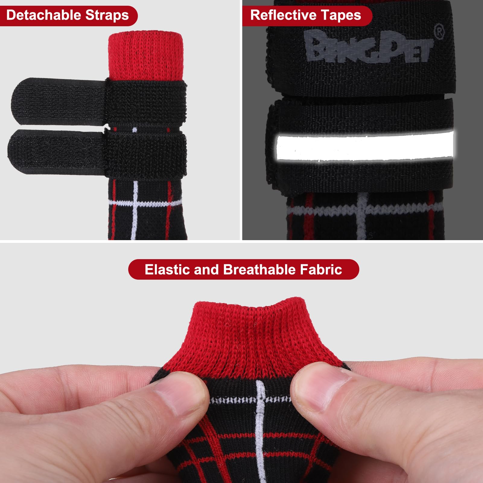 BINGPET calcetines para perro con correas ajustables para ajuste seguro.