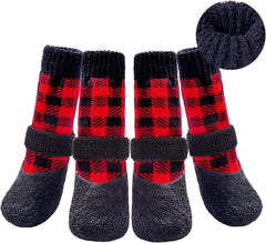 BingPet calcetines antideslizantes para perros con patrón de cuadros rojos para suelos resbaladizos