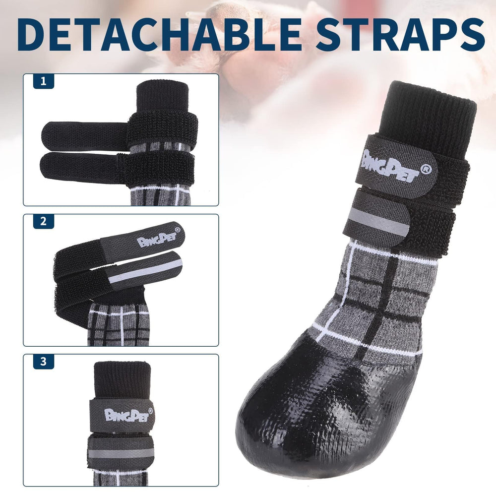 BINGPET calzado impermeable para perros mantiene las patas secas en días lluviosos.