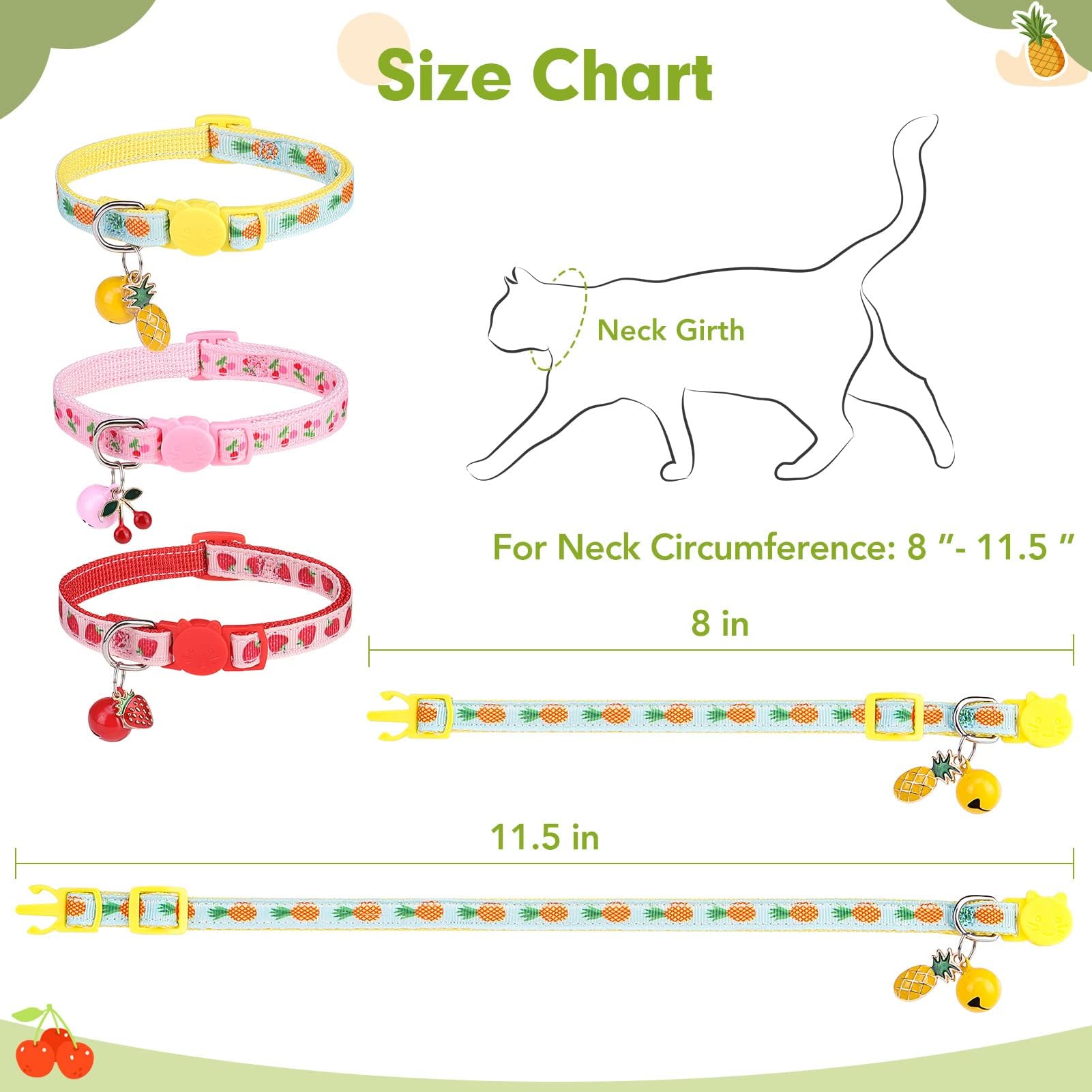 Collar BINGPET con ajuste de 8 a 11,5 pulgadas para gatos pequeños.
