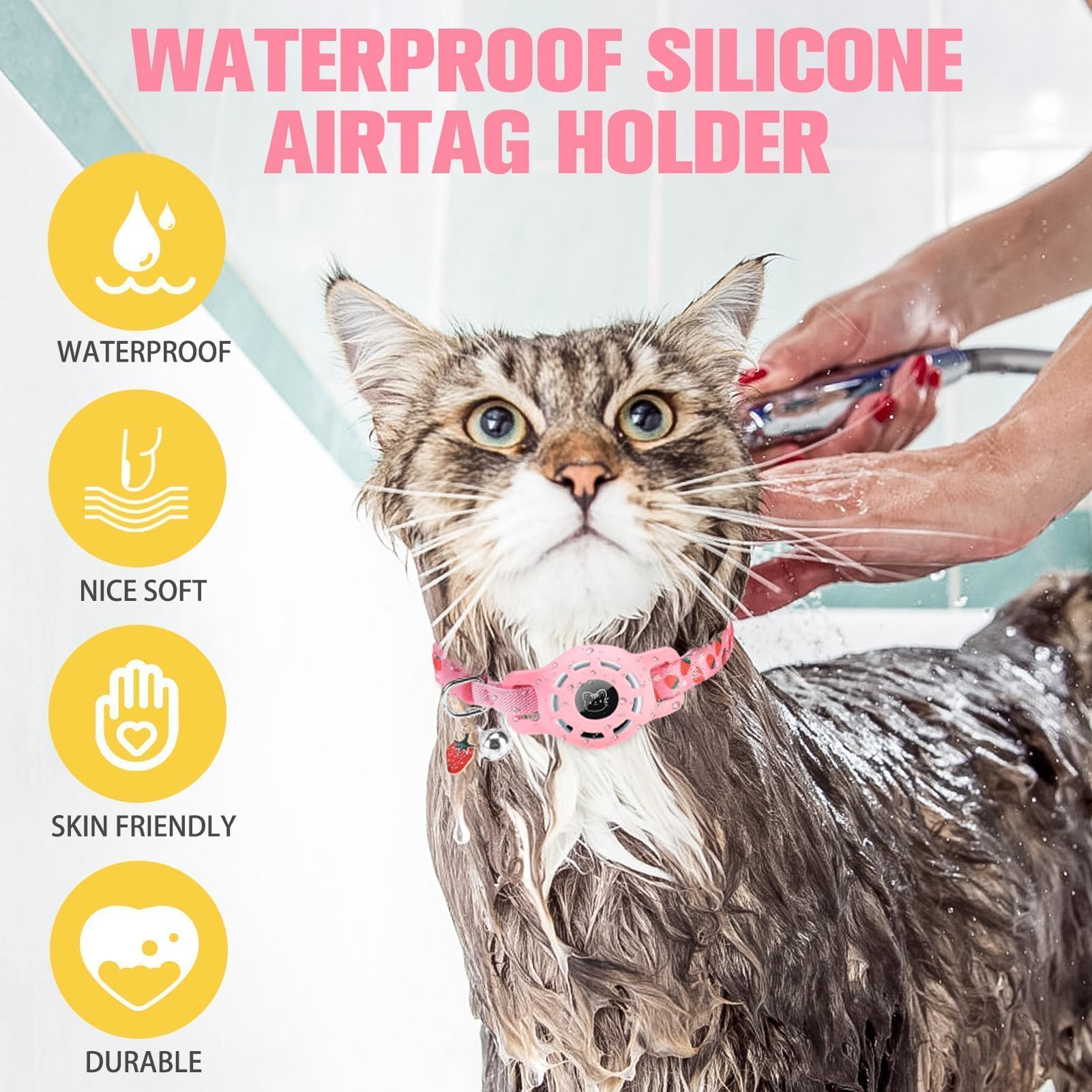 Collar con AirTag y sistema sin colgar, seguridad para gato.