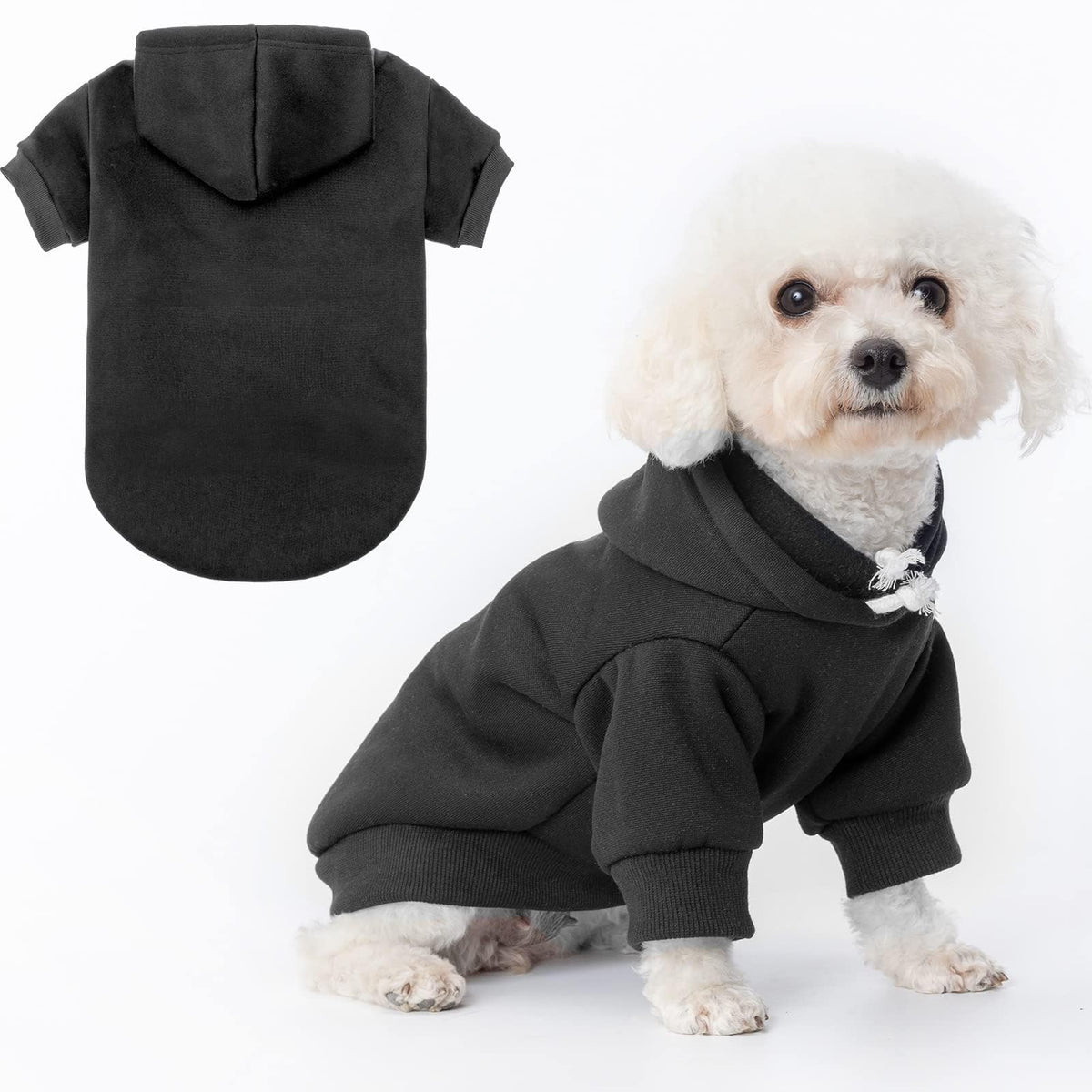 BINGPET sudadera para perros con capucha felpada, ideal para paseos fríos.