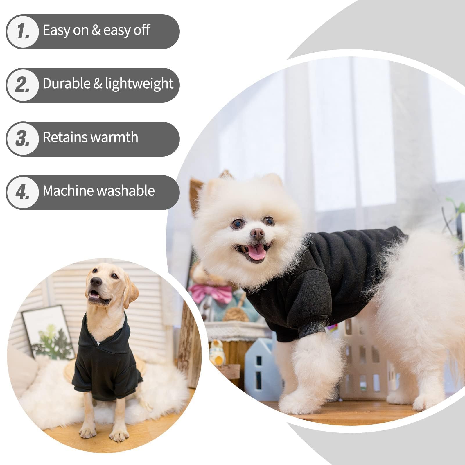 BINGPET sudadera lavable a máquina para perros, limpieza práctica.