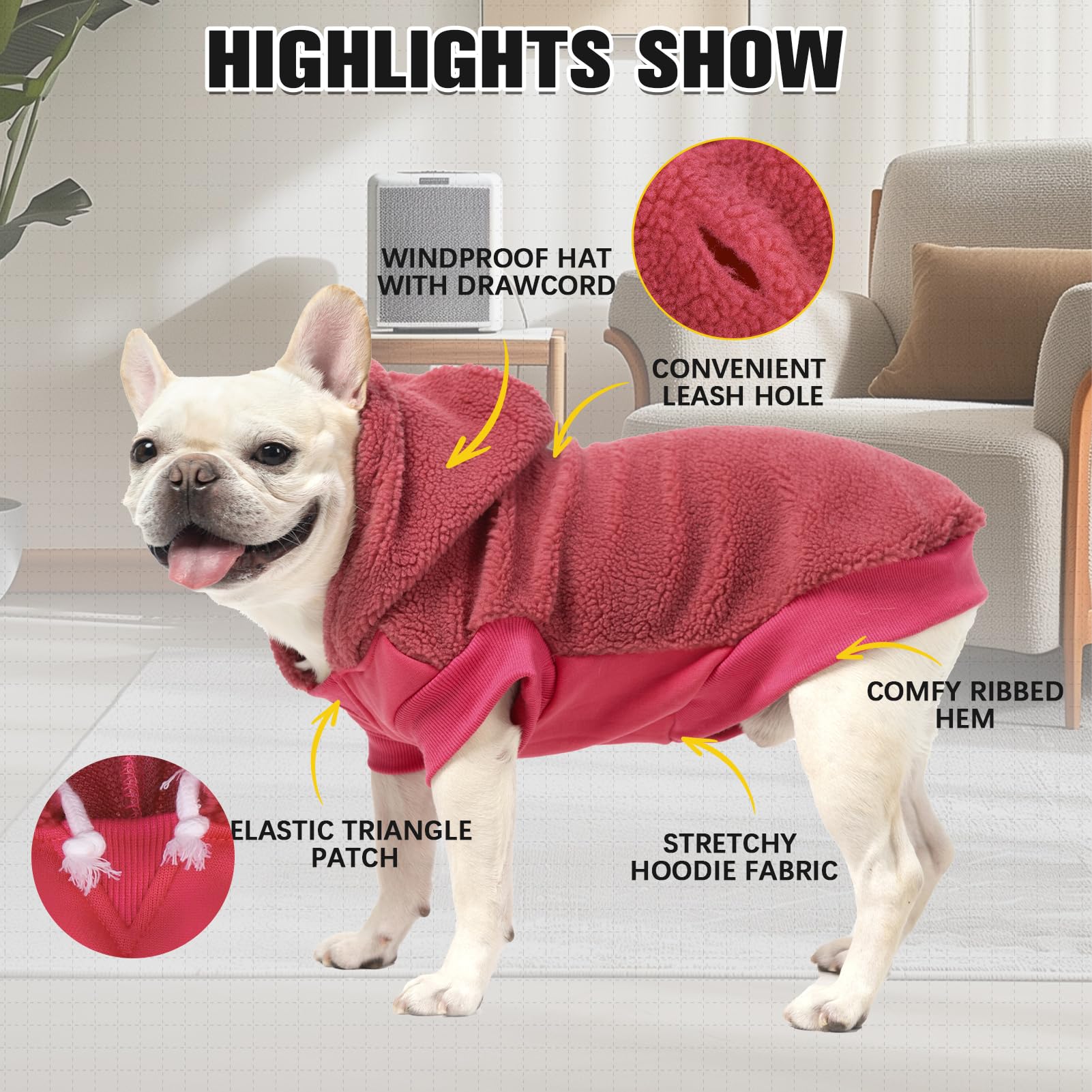 BINGPET sudadera para perros con vista lateral, ideal para paseos fríos y cómodos.