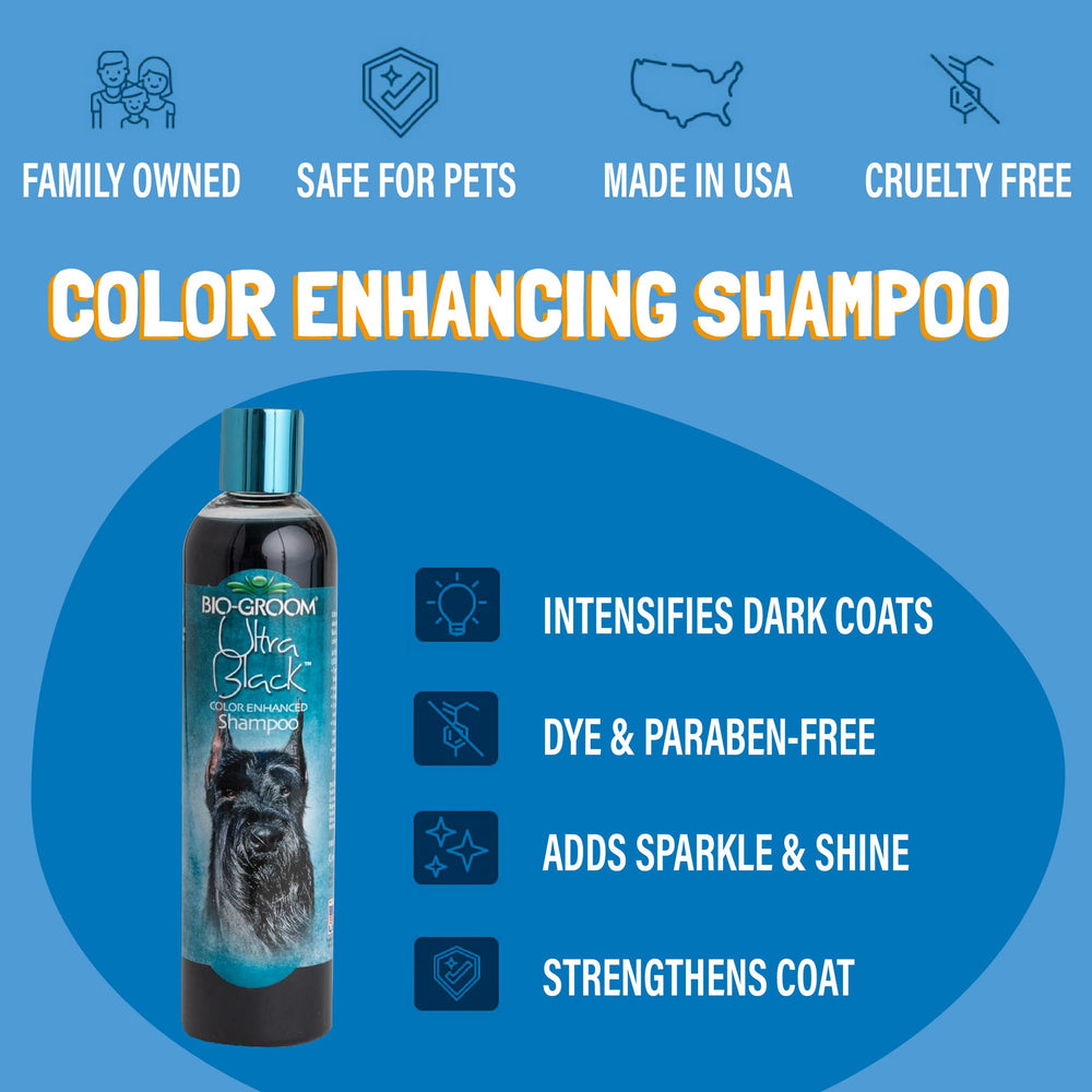 bio-groom champú-perro-negro-resalta-color y brillo del pelaje oscuro