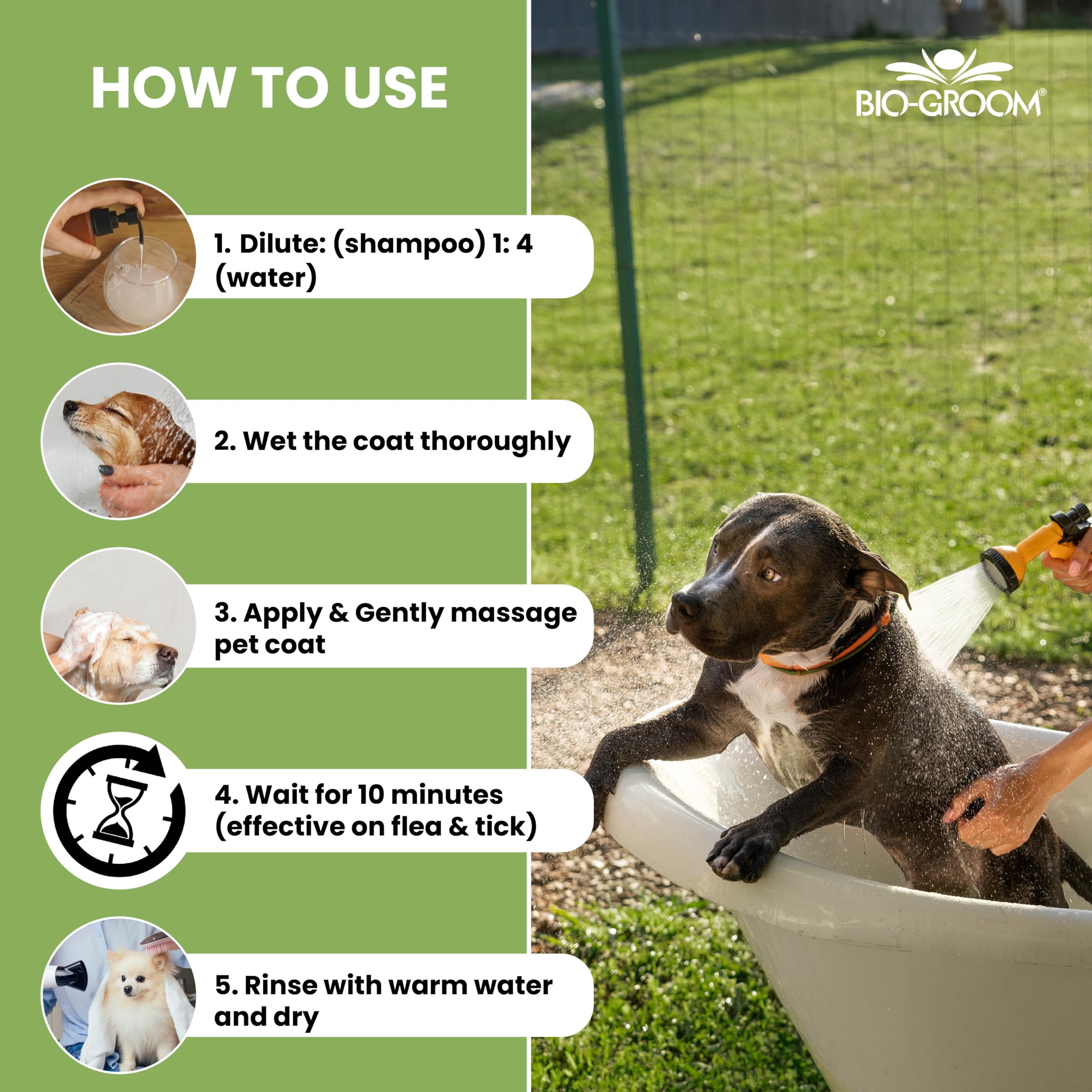 Bio-Groom champú para pulgas en gatos, cuidado suave y uso versátil.