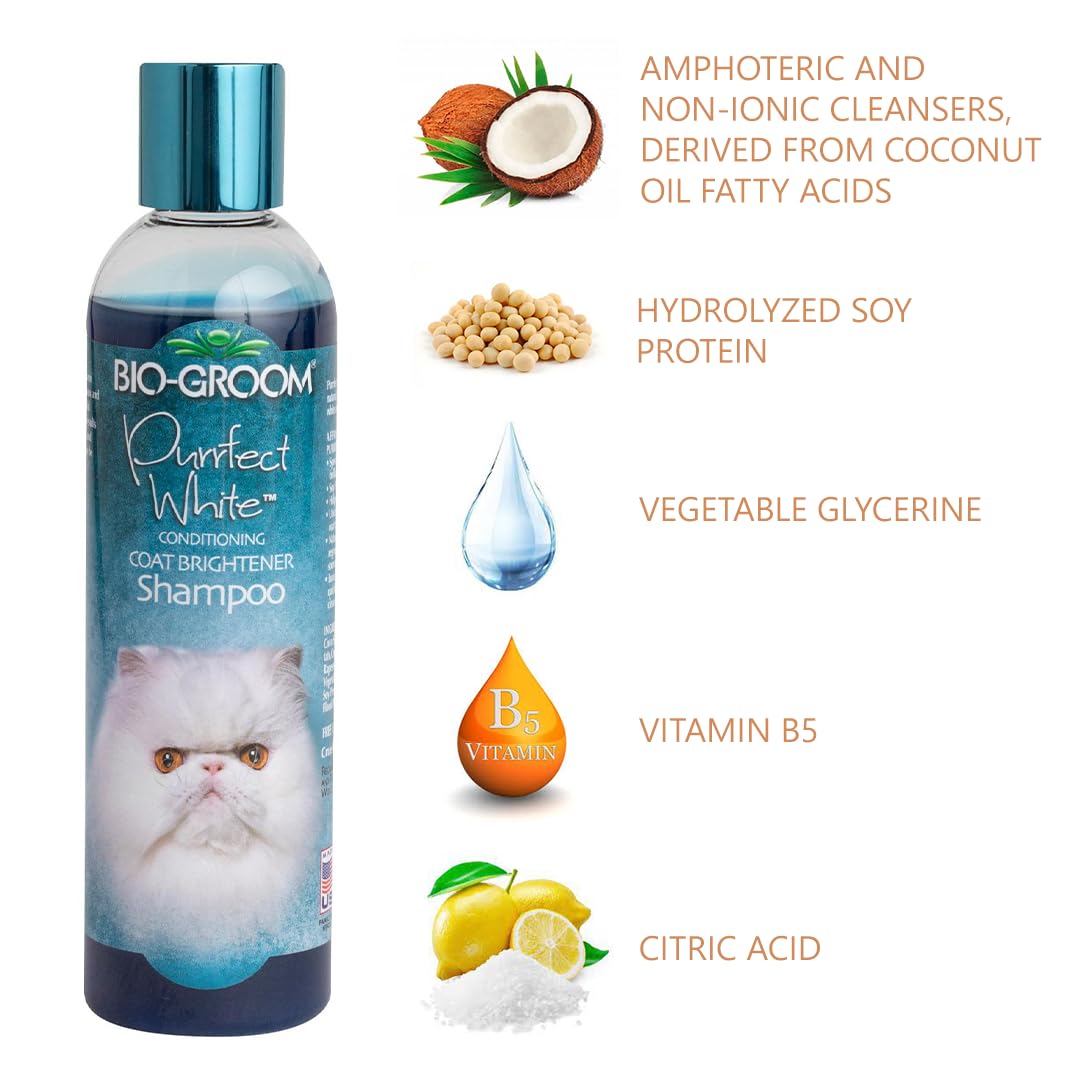 Bio-Groom Purrfect White, enjuague rápido, facilita baño rápido para gatos