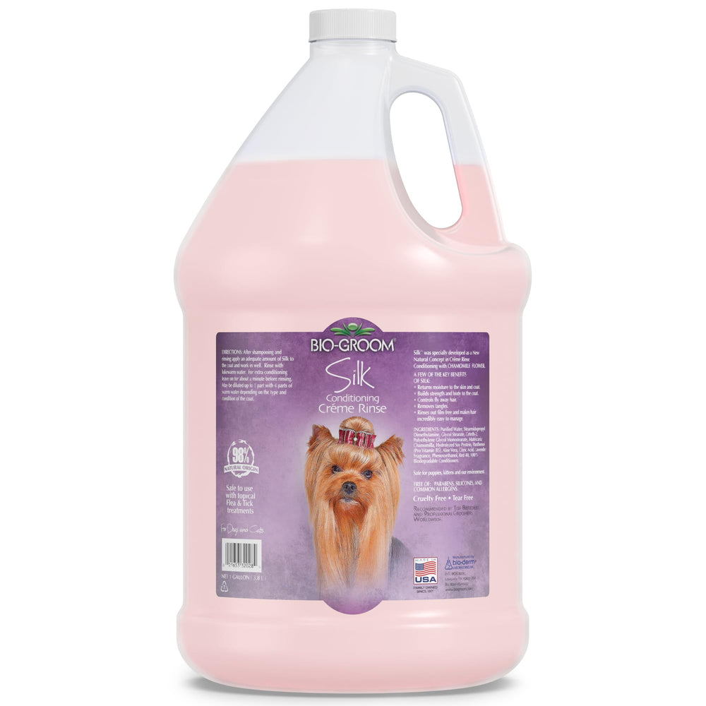 Bio-Groom Silk Creme enjuague para perros, pelaje suave y desenredado.