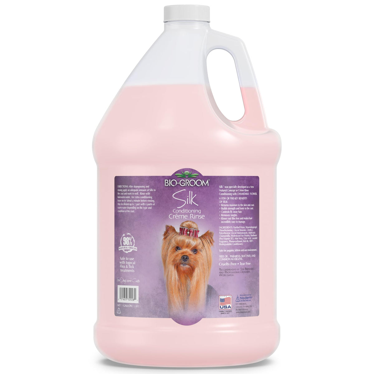 Bio-Groom Silk Creme enjuague para perros, pelaje suave y desenredado.