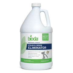 Bioda eliminador de manchas y olores para mascotas en botella de 1 galón.