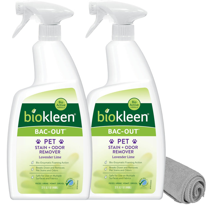 Biokleen Bac-Out eliminador de olor y manchas para mascotas en pack doble, ideal para uso diario